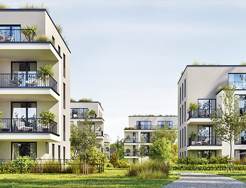Außenansicht eines Wohnkomplexes
